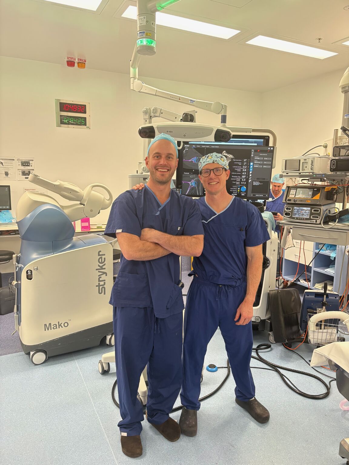 Dr Joe Coory with Dr Chris Conyard after Brisbane's first MAKO robotic reverse shoulder replacements