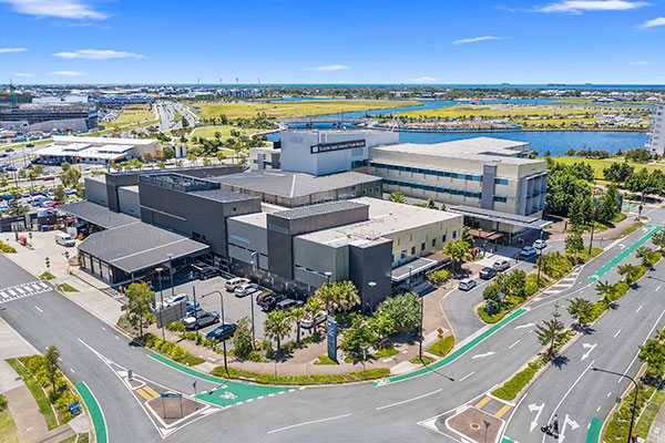 Aerial view of Sunshine Coast University Private Hospital, Birtinya